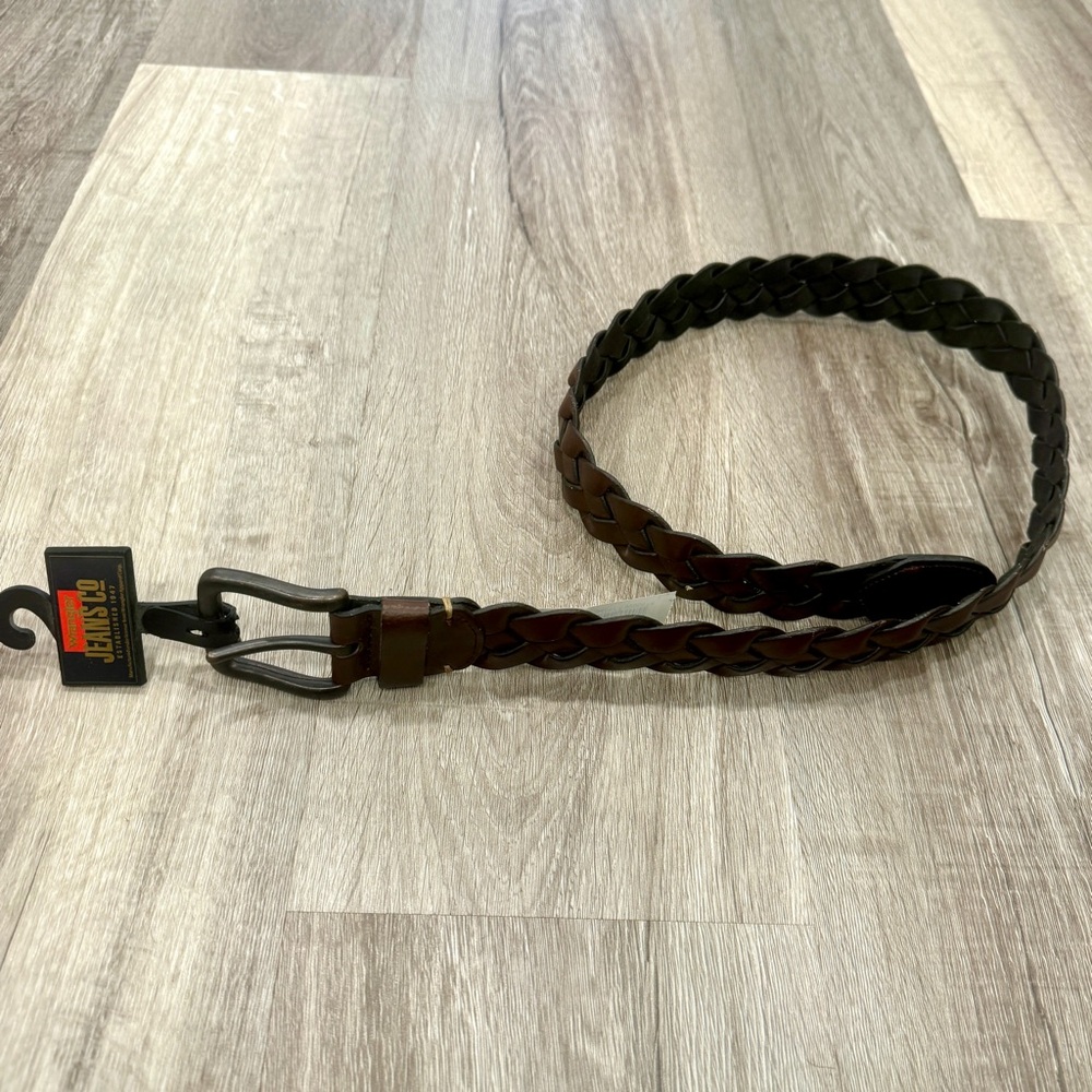 NWT Wrangler Belt Braided Mens 34 Brown Leather Western